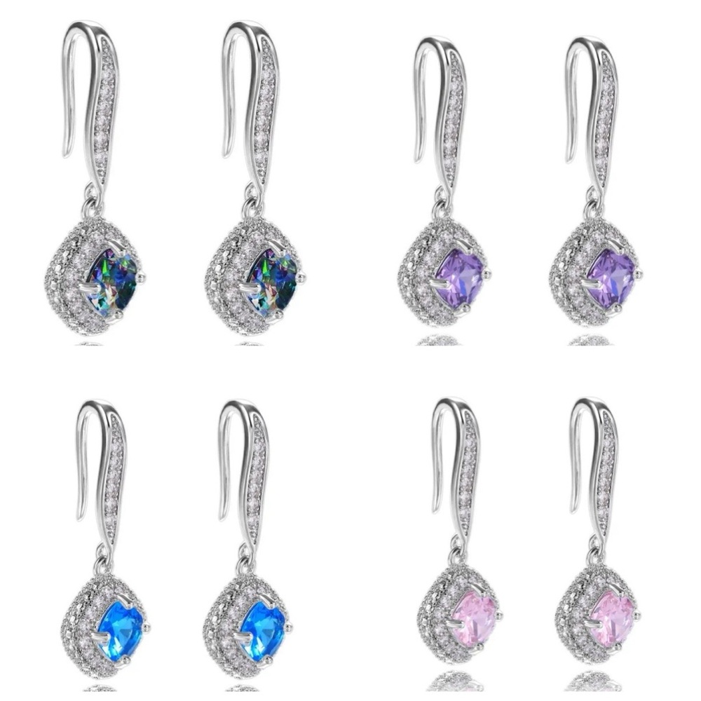 Crystal Dangle Drop Earrings - Picture 3 of 11
